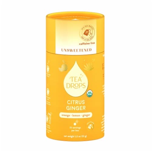 Tea Drops Organic Unsweetened Caffeine Free Citrus Ginger Tea