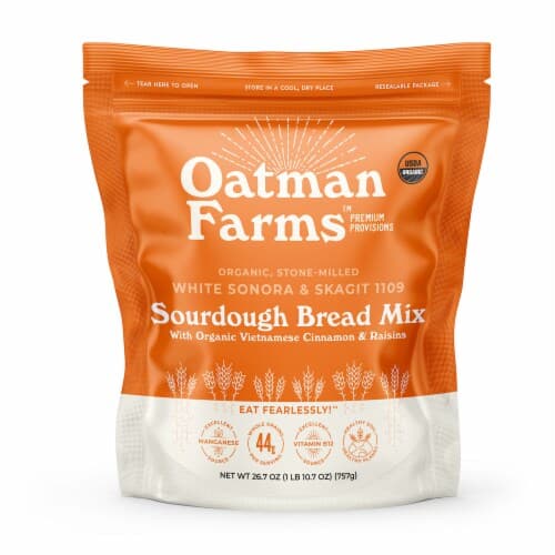 Oatman Farms Organic Cinnamon Raisin Whole Wheat Flour Sourdough Bread Mix