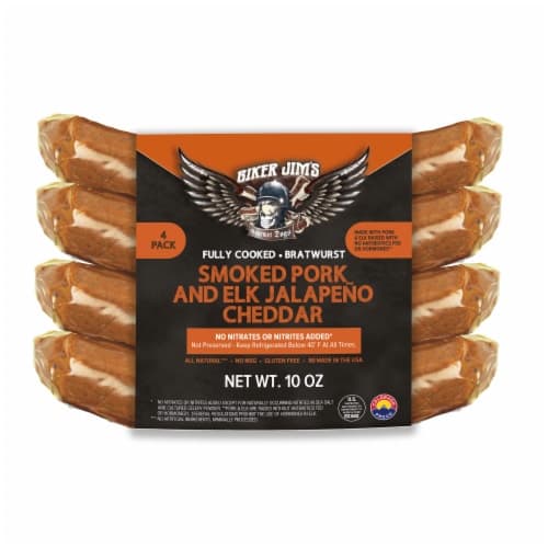 Biker Jim'S Gourmet Smoked Pork Elk & Jalapeno Cheddar Hot Dogs