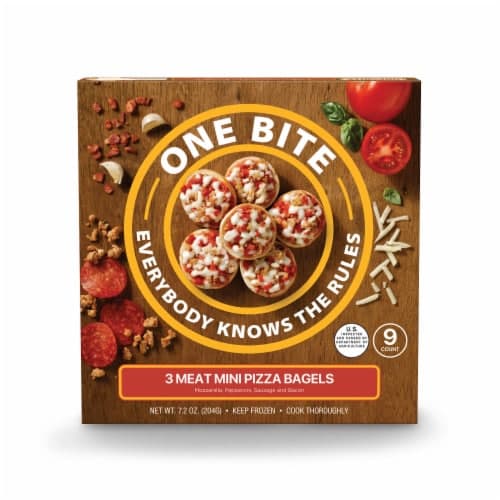 One Bite 3 Meat Mini Pizza Bagels