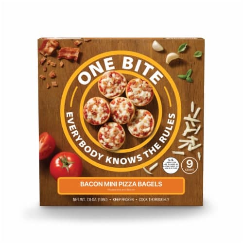One Bite Bacon Mini Pizza Bagels