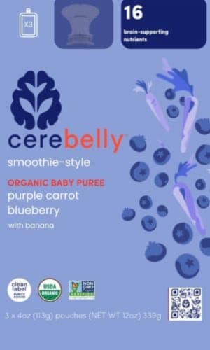 Cerebelly Stage 3 Organic Purple Carrot Blueberry Banana Smoothie Multipack