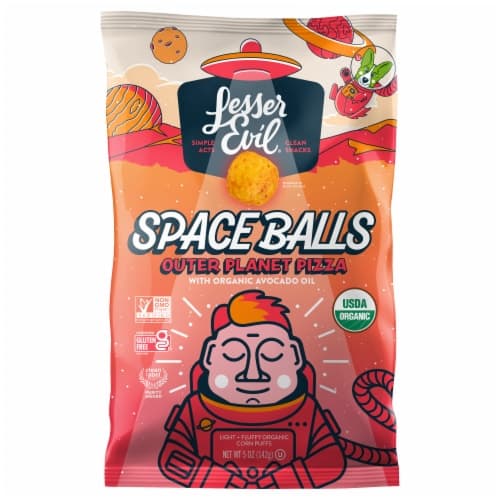 Lesser Evil Space Balls Planet Pizza Organic Corn Puffs