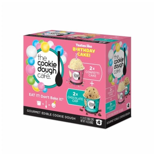 The Cookie Dough Cafe Gourmet Edible Cookie Dough Chocolate Chip/Confetti Cake Variety