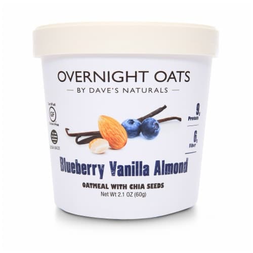 Dave'S Gourmet Overnight Oats Blueberry Vanilla Almond Oatmeal With Chia Seeds