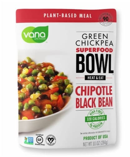 Vana Life Foods Chipotle Black Bean Green Chickpea Superfood Bowl