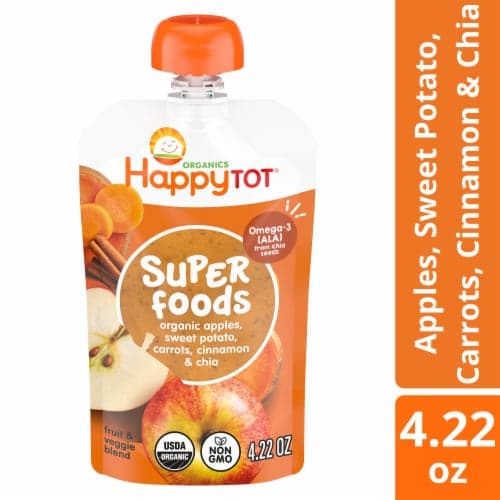 Happy Tot Organics Stage 4 Apples Sweet Potatoes Carrots And Cinnamon And Chia Pouch