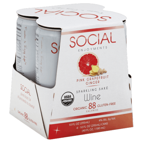 Social Enjoyments Organic Pink Grapefruit Ginger Sparking Sake Wine