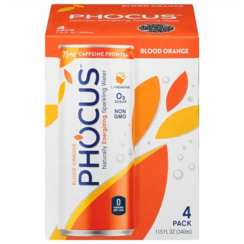 Phocus Caffienated Blood Orange Flavored Sparkling Water