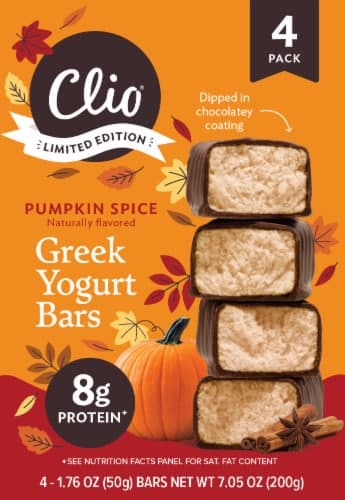 Clio Pumpkin Dark Chocolate Covered Greek Yogurt Bar