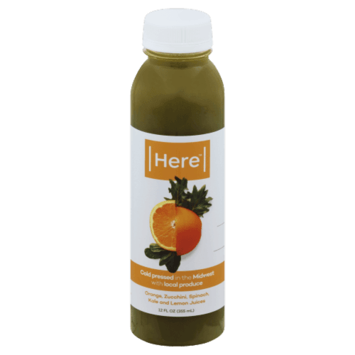 Here Orange Zucchini Spinach Kale And Lemon Cold Pressed Juice