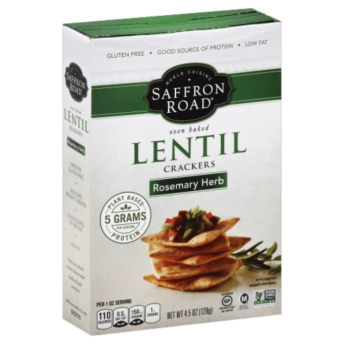 Saffron Road Lentil Rosemary Herbs Cracker