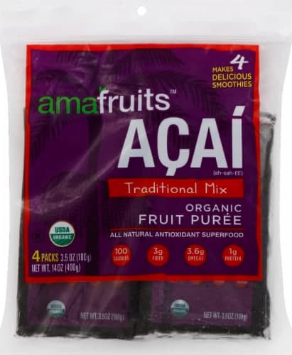 Amafruits Fruit Puree, Organic, Traditional Mix, Acai