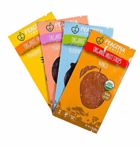 Peaceful Fruits Organic Pineapple Peach Blueberry And Mango Fruit Strips
