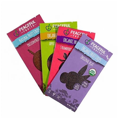 Peaceful Fruits Organic Passionfruit Apple Strawberry And Original Acai Fruit Strips