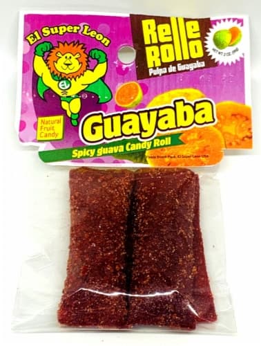 El Super Leon Relle Rollo Guayaba Spicy Guava Candy Roll