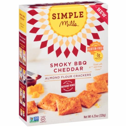 Simple Mills Gluten Free Smoky Bbq Cheddar Almond Flour Crackers