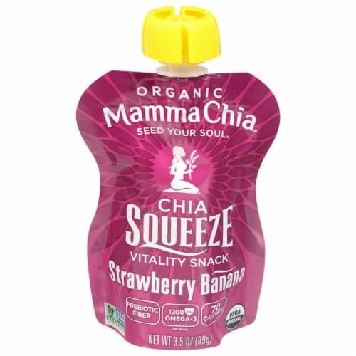Mamma Chia Squeeze Organic Vitality Snack, Strawberry Banana Flavor