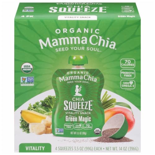 Mamma Chia Organic Vitality Snack Chia Squeeze Green Magic Pack