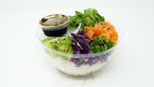 Yummi Sushi Salmon White Rice Japanese Dressing Poke Bowl