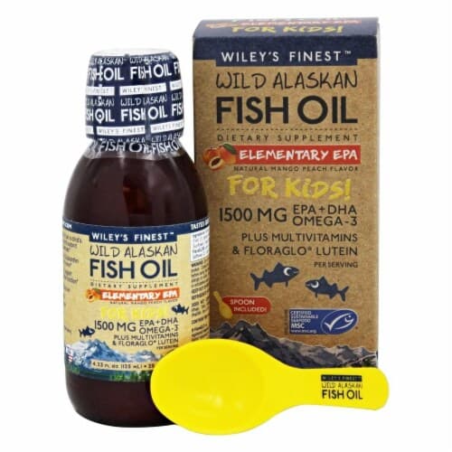Wiley'S Finest Wild Alaskan Fish Oil For Kids! Plus Multivitamin Natural Mango Peach Flavor Liquid