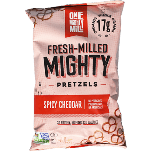 One Mighty Mill Spicy Cheddar Pretzels