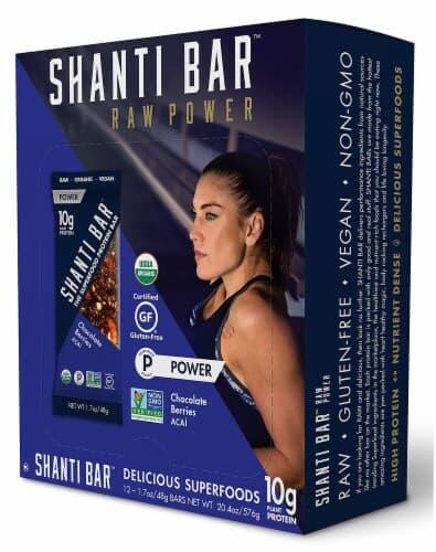 Shanti Bar  Organic Protein Bar Gluten Free   Chocolate Berries Acai