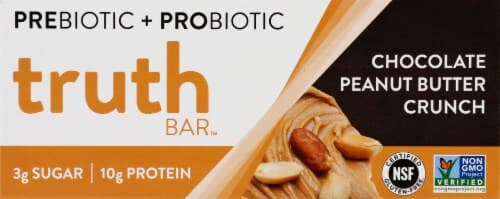 Truth Bar Chocolate Peanut Butter Crunch Prebiotic + Probiotic Nutrition Bars