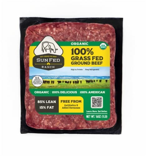 Sunfed Ranch 85% Lean 100% Grass Fed Organic Ground Beef