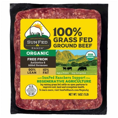Sunfed Ranch 100% Grass Fed 90% Lean Organic Ground Beef