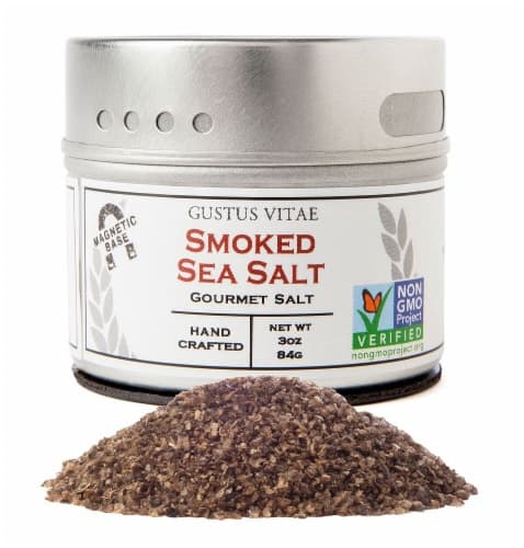 Gustus Vitae  Gourmet Salt In Magnetic Tin   Smoked Sea Salt