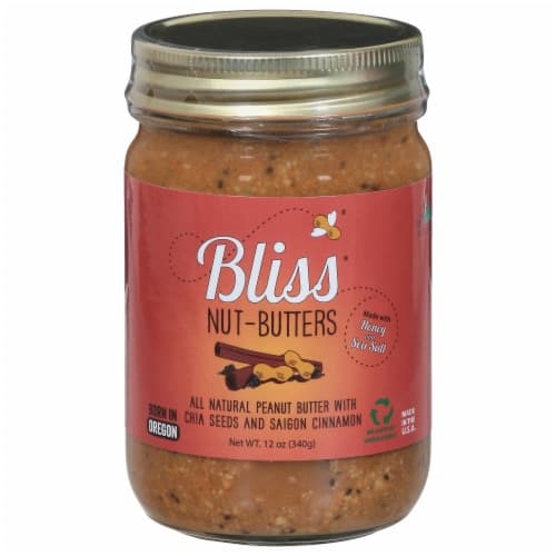 Bliss All Natural Honey & Sea Salt Peanut Butter With Chia Seeds And Saigon Cinnamon
