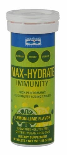 Trace Minerals Research Max-Hydrate Immunity+ Lemon-Lime Electrolyte Fizzing