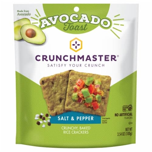 Crunchmaster Avocado Toast Salt & Pepper Crunchy Baked Rice Crackers