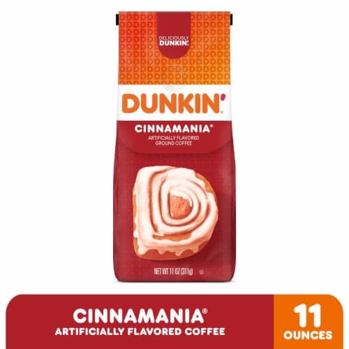 Dunkin Donuts Cinnamon Coffee Roll Ground Coffee Caffeine Foil Bag