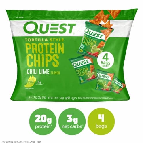 Quest Chili Lime Flavor Tortilla Style Protein Chips 4 