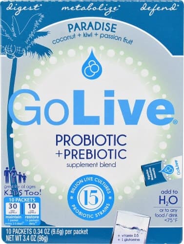 Golive  Probiotic And Prebiotic Drink Mix Blend Paradise   Coconut Kiwi Passion Fruit
