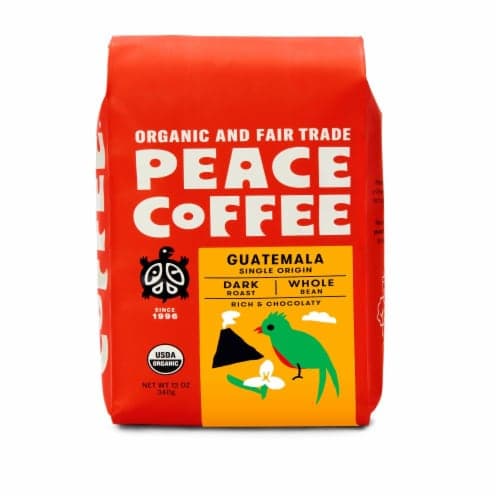 Peace Coffee Guatemala Dark Roast Organic Whole Bean Coffee