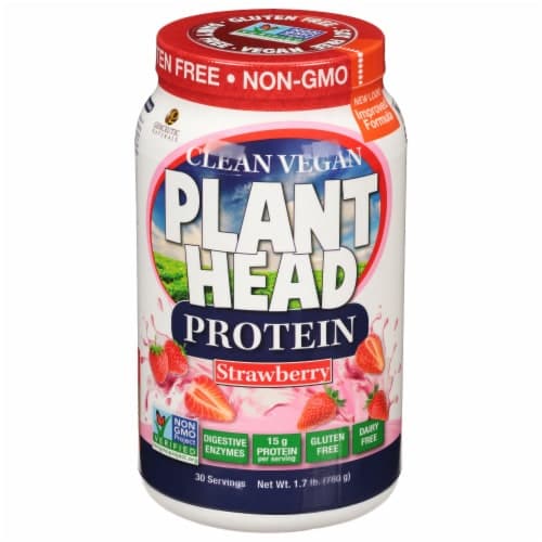 Genceutic Naturals Gluten Free Plant Head Strawberry Protein Powder