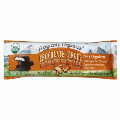 Heavenly Organics Gluten Free Ginger Chocolate Honey Patties Candy