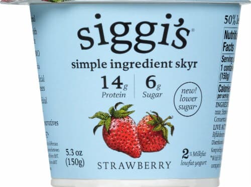 Siggi'S 2% Strawberry Skyr Icelandic Style Low Fat Strained Yogurt