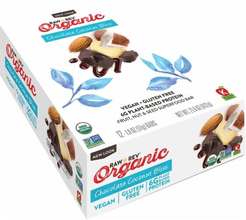 Raw Rev  Organic Fruit Nut Seed Bar   Chocolate Coconut Cashew