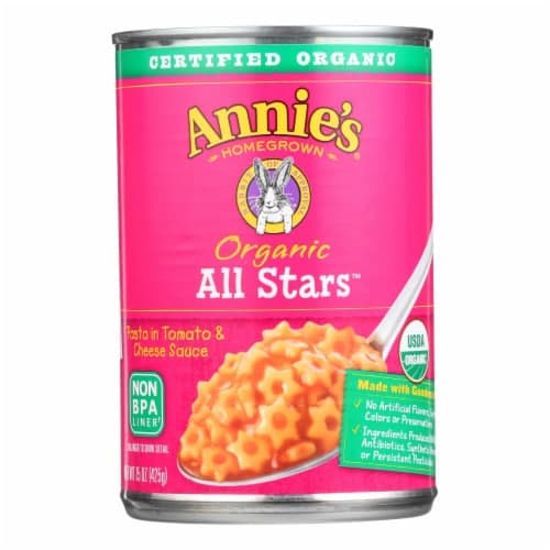 Annie'S Homegrown Organic All Stars Pasta In Tomato And Cheese Sauce