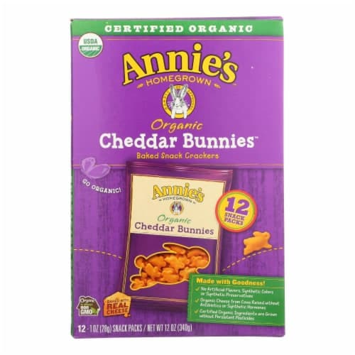 Annie'S Homegrown Organic Bunny Cracker Snack Pack - Cheddar
