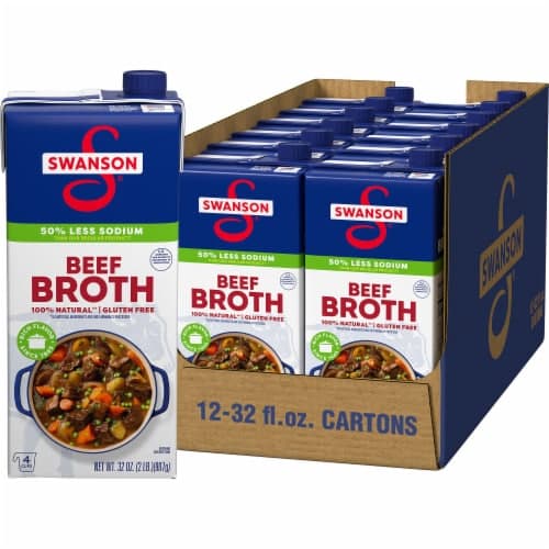 Swanson 100% Natural 50% Less Sodium Beef Broth Carton (Pack Of 