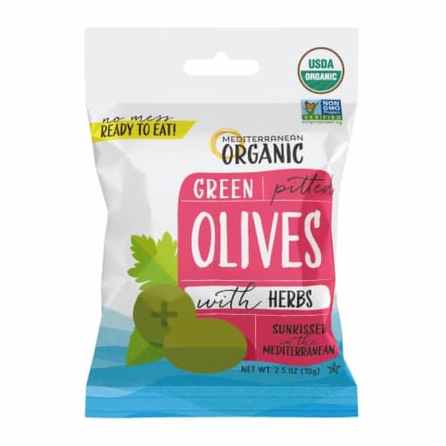 Mediterranean Organic Organic Green Pitted Olives With Herbs