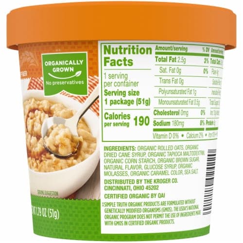 Simple Truth Organic Instant Oatmeal Natural Maple & Brown Sugar Flavored