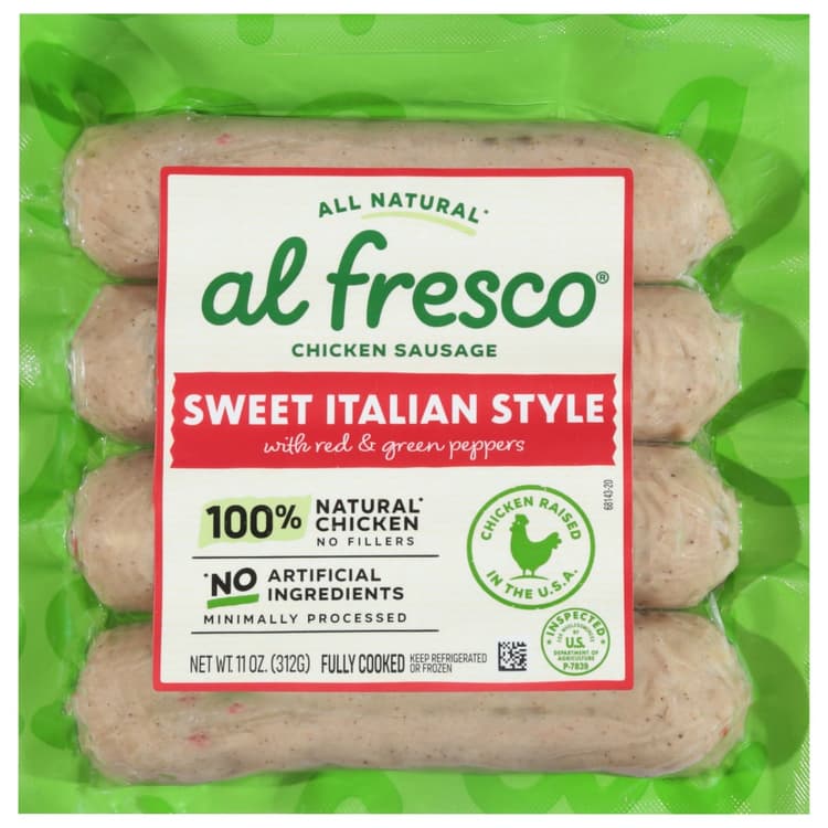 Al Fresco Sweet Italian Style With Red And Green Peppers Chicken Sausage