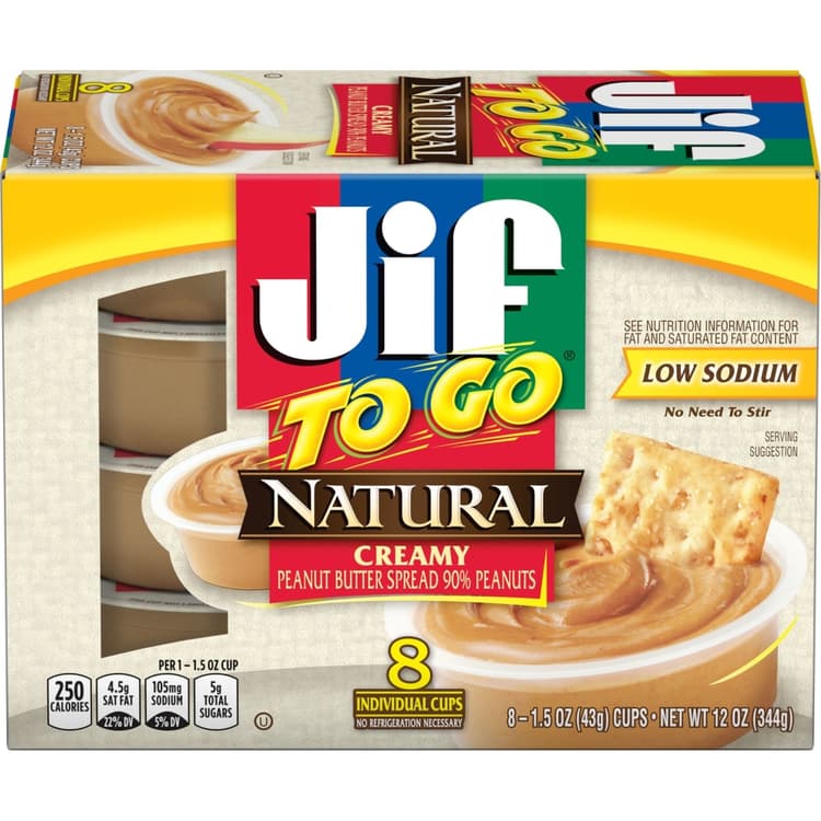 Jif To Go Natural Peanut Butter Creamy Low Sodium