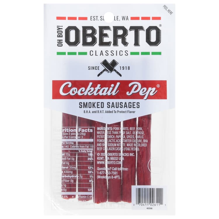 Oberto Sausage Sticks Smoked Cocktail Pepper